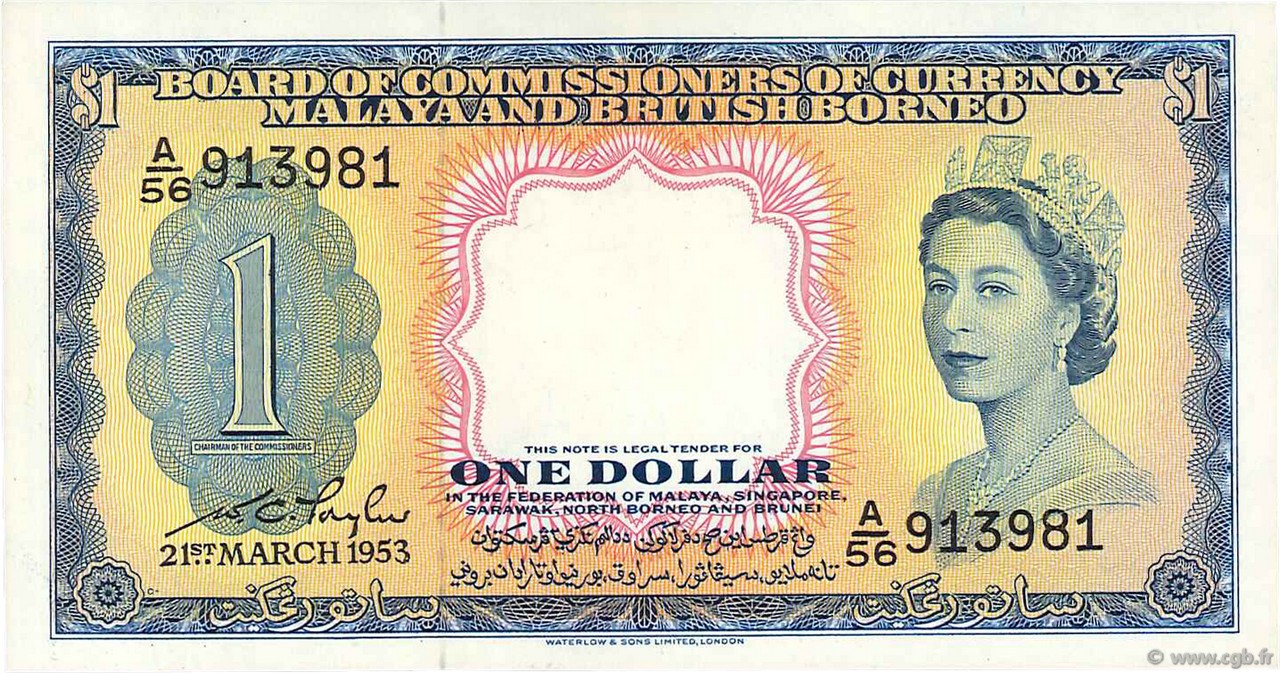 1 Dollar MALAYA e BRITISH BORNEO  1953 P.01a AU