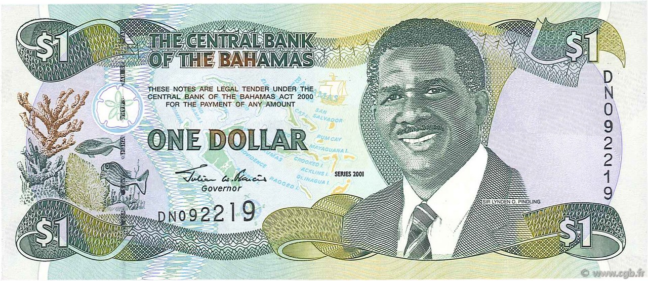 1 Dollar BAHAMAS  2001 P.69 UNC