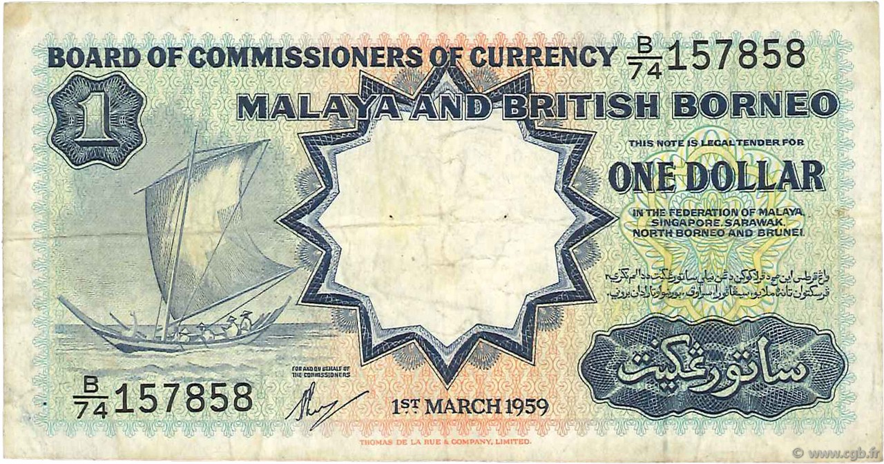 1 Dollar MALAYA and BRITISH BORNEO  1959 P.08A F