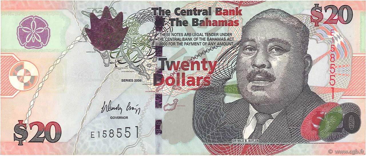 20 Dollars BAHAMAS  2006 P.74 BC+