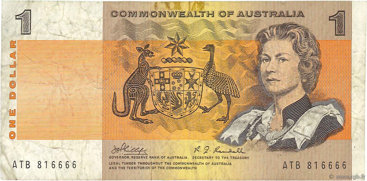 1 Dollar AUSTRALIA  1969 P.37c G