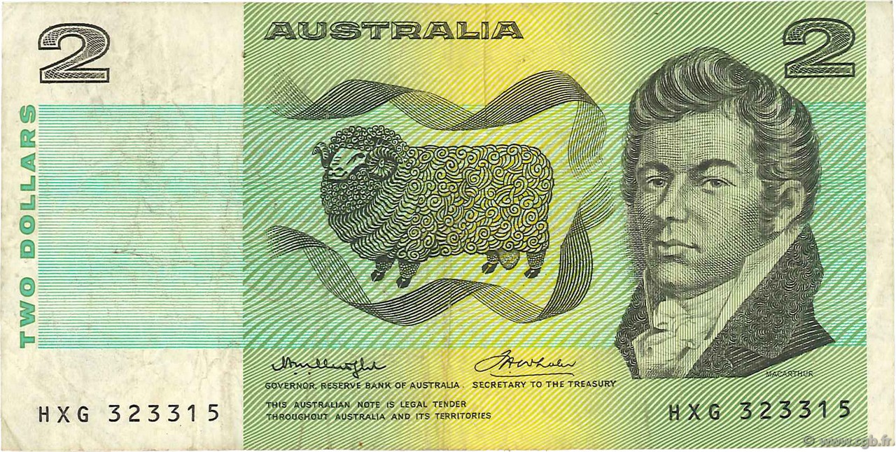 2 Dollars AUSTRALIA  1976 P.43b3 MB