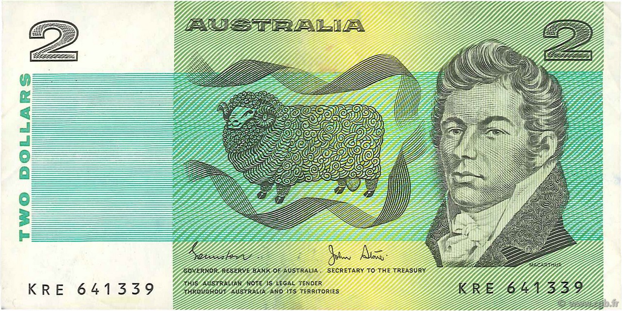 2 Dollars AUSTRALIA  1983 P.43d VF+
