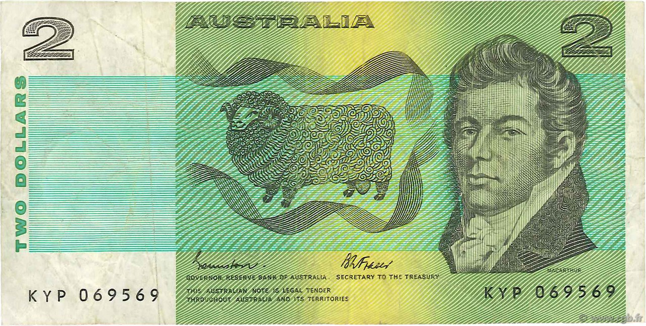 2 Dollars AUSTRALIA  1985 P.43e F+