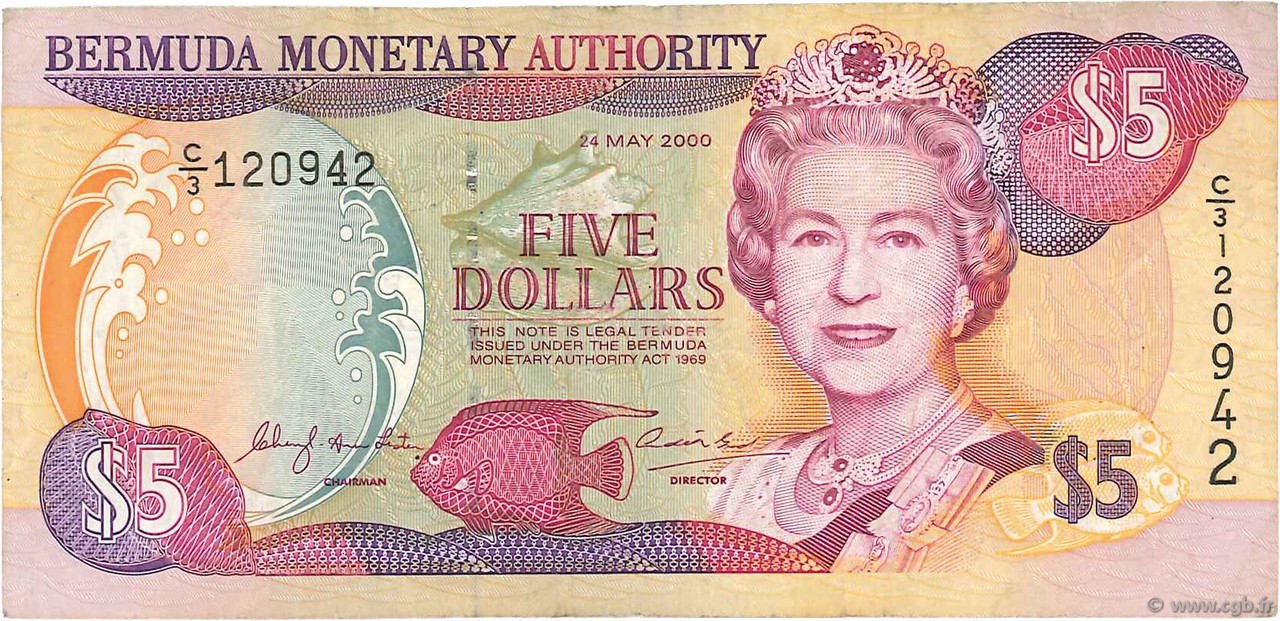 5 Dollars BERMUDA  2000 P.51a F