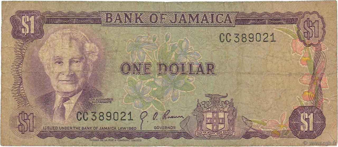 1 Dollar GIAMAICA  1976 P.59a B