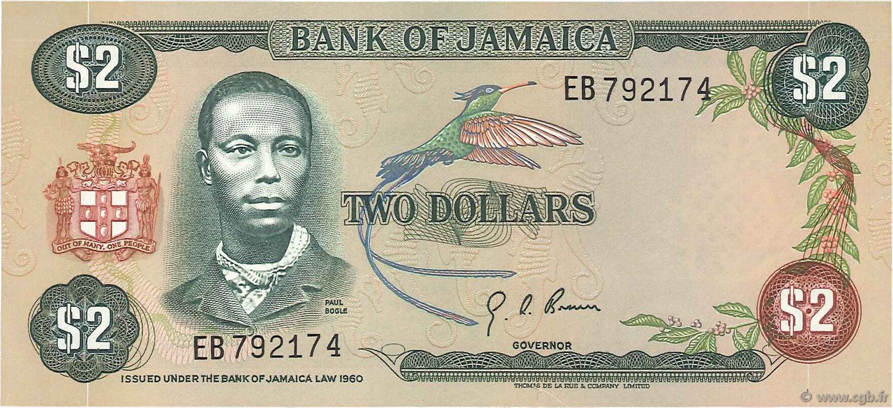 2 Dollars JAMAICA  1976 P.60a XF+