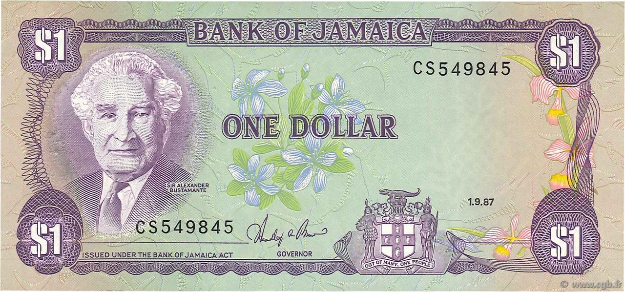 1 Dollar JAMAÏQUE  1987 P.68Ab TTB