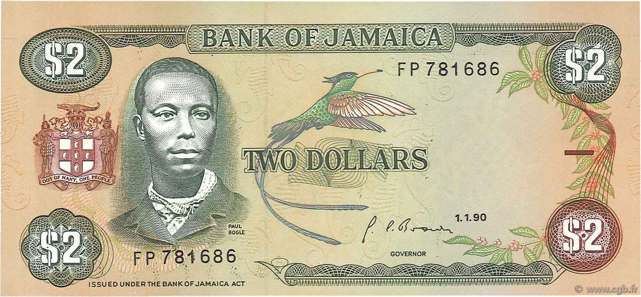 2 Dollars JAMAÏQUE  1990 P.69d NEUF