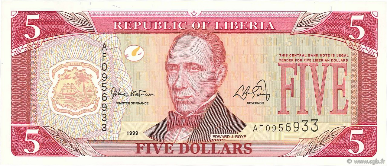 5 Dollars LIBERIA  1999 P.21 FDC