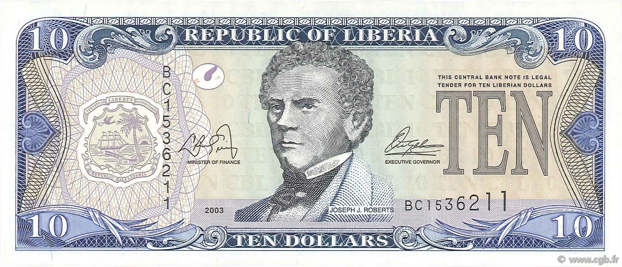 10 Dollars LIBERIA  2003 P.27a FDC