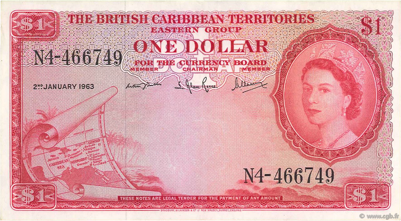 1 Dollar EAST CARIBBEAN STATES  1963 P.07c VF+