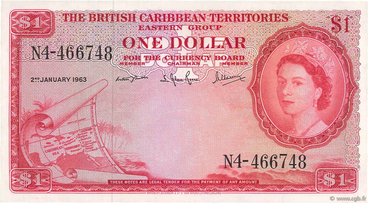 1 Dollar CARAÏBES  1963 P.07c SUP