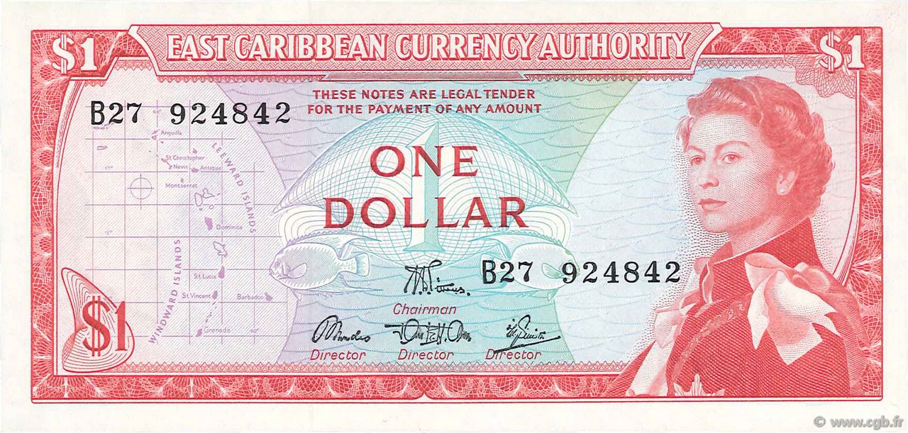 1 Dollar EAST CARIBBEAN STATES  1965 P.13d UNC-