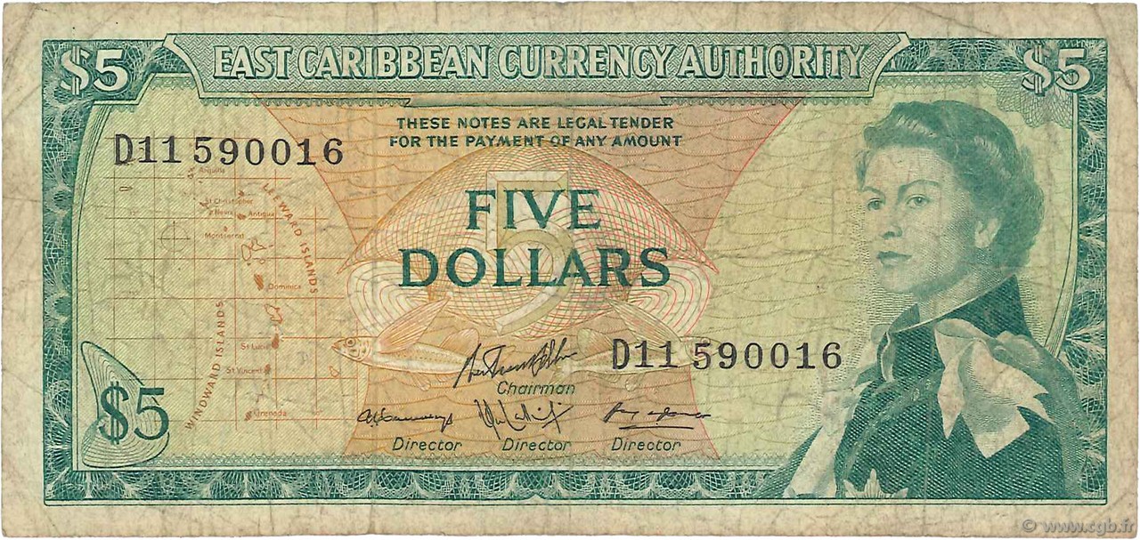 5 Dollars EAST CARIBBEAN STATES  1965 P.14h RC