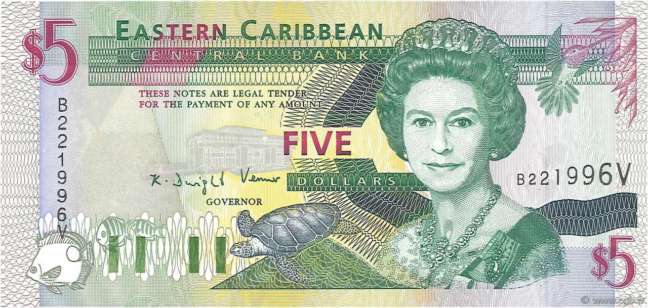 5 Dollars CARIBBEAN   1994 P.31v UNC
