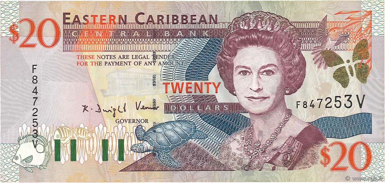 20 Dollars EAST CARIBBEAN STATES  2000 P.39v VF