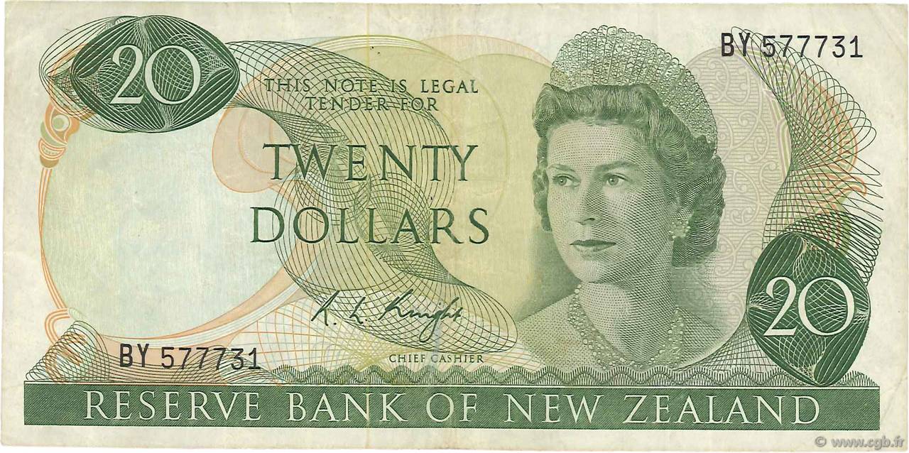 20 Dollars NEW ZEALAND  1975 P.167c VF