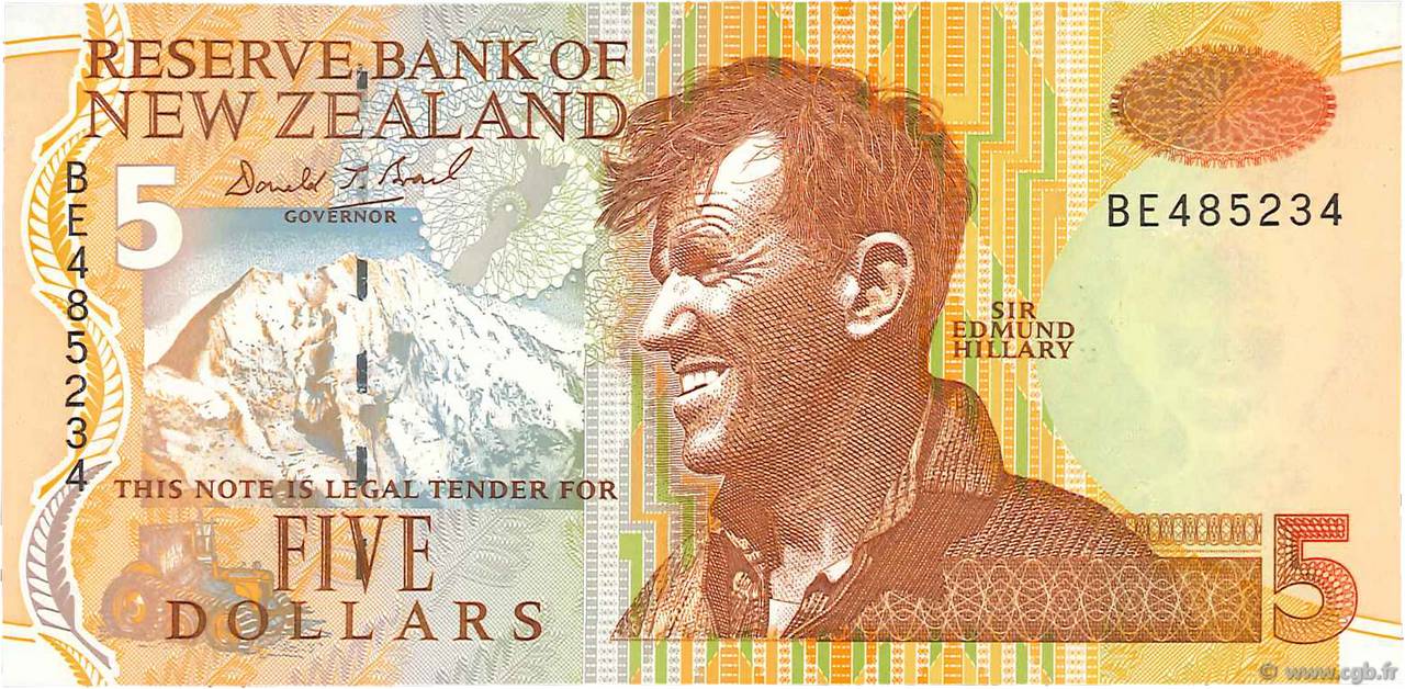 5 Dollars NEW ZEALAND  1992 P.177 XF+