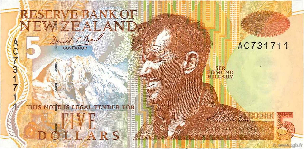 5 Dollars NEW ZEALAND  1992 P.177 UNC