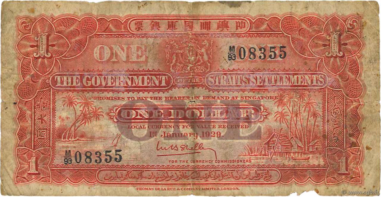 1 Dollar MALASIA - COLONIAS DEL ESTRECHO  1929 P.09a RC