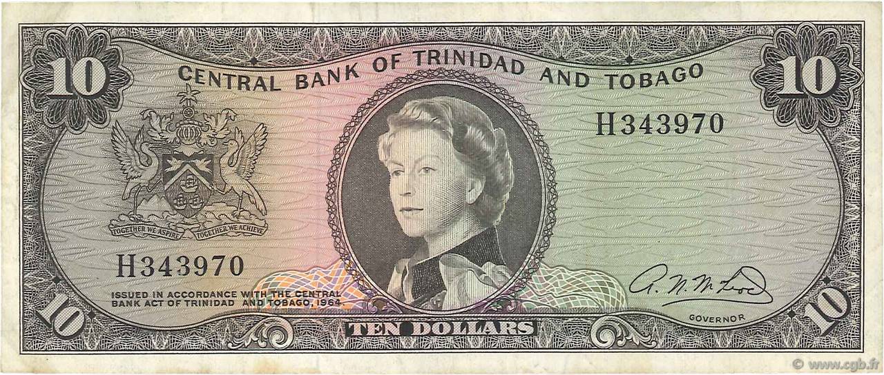 10 Dollars TRINIDAD E TOBAGO  1964 P.28b BB