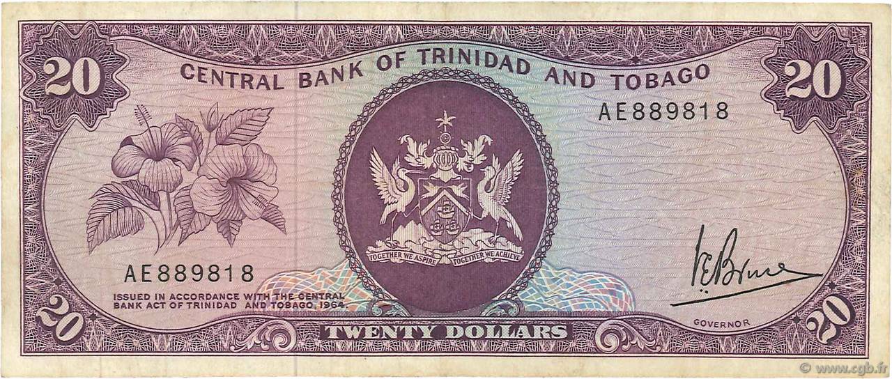 20 Dollars TRINIDAD Y TOBAGO  1977 P.33a MBC