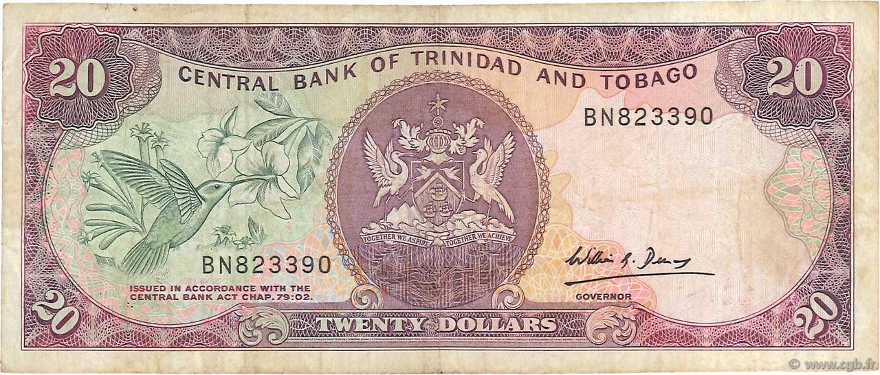 20 Dollars TRINIDAD E TOBAGO  1985 P.39b MB