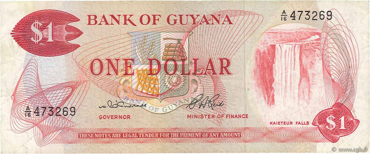 1 Dollar GUYANA  1966 P.21a q.BB
