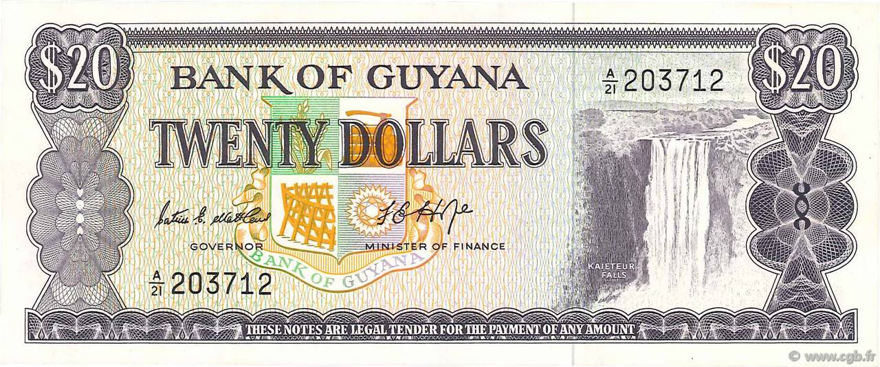 20 Dollars GUIANA  1992 P.24b UNC-