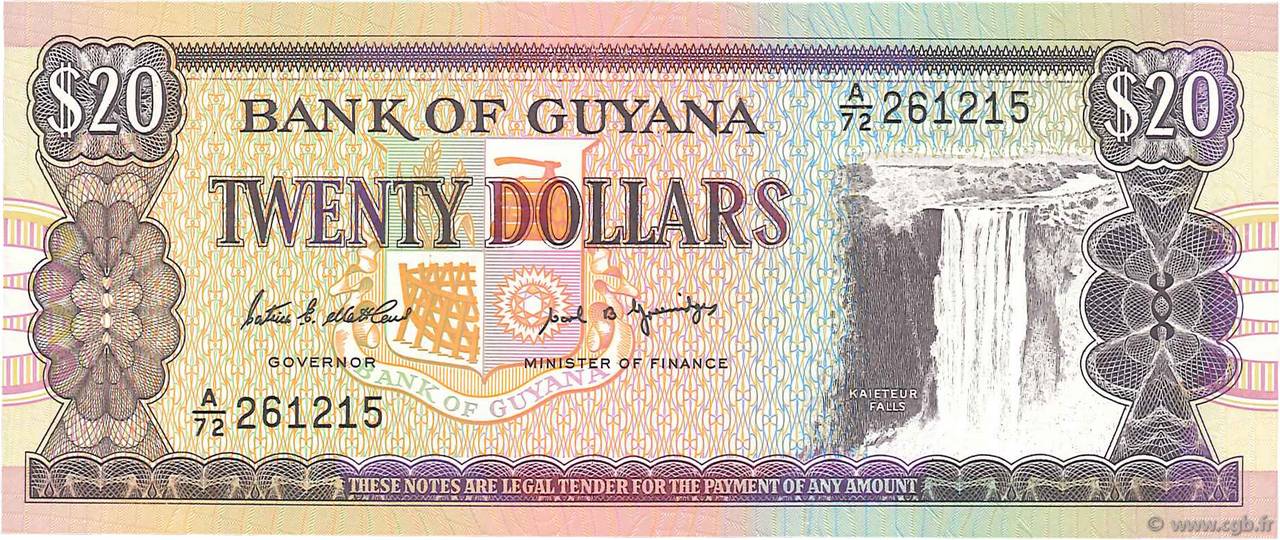 20 Dollars GUIANA  1989 P.27 UNC-