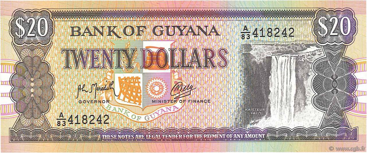 20 Dollars GUYANA  1989 P.27 NEUF