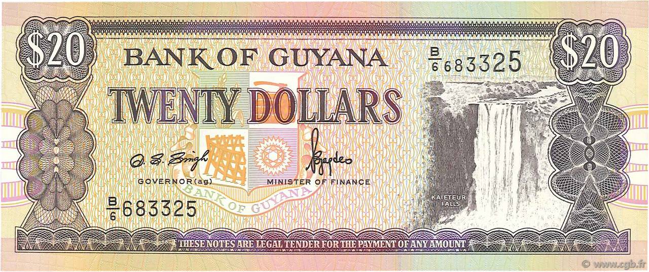 20 Dollars GUYANA  1996 P.30b1 ST