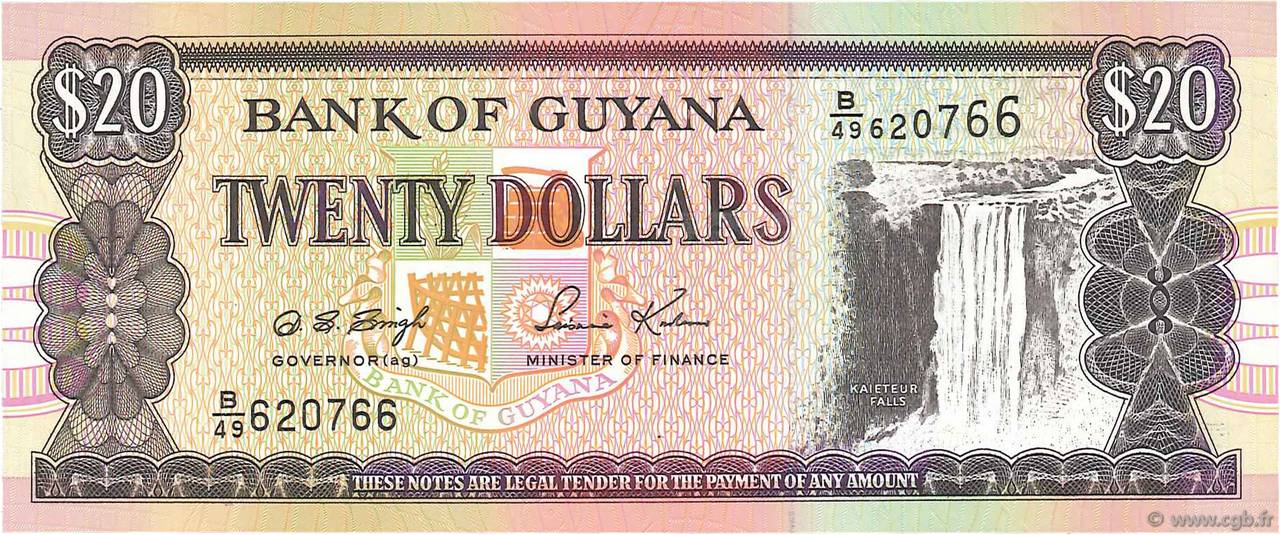 20 Dollars GUYANA  1996 P.30b2 UNC