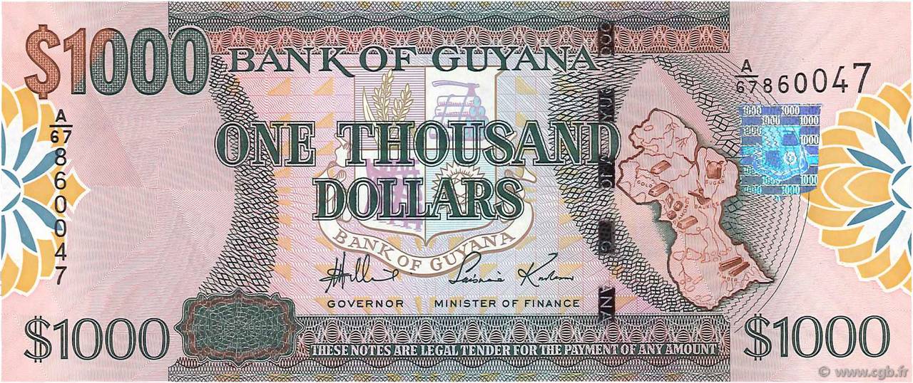1000 Dollars GUYANA  2005 P.39a FDC