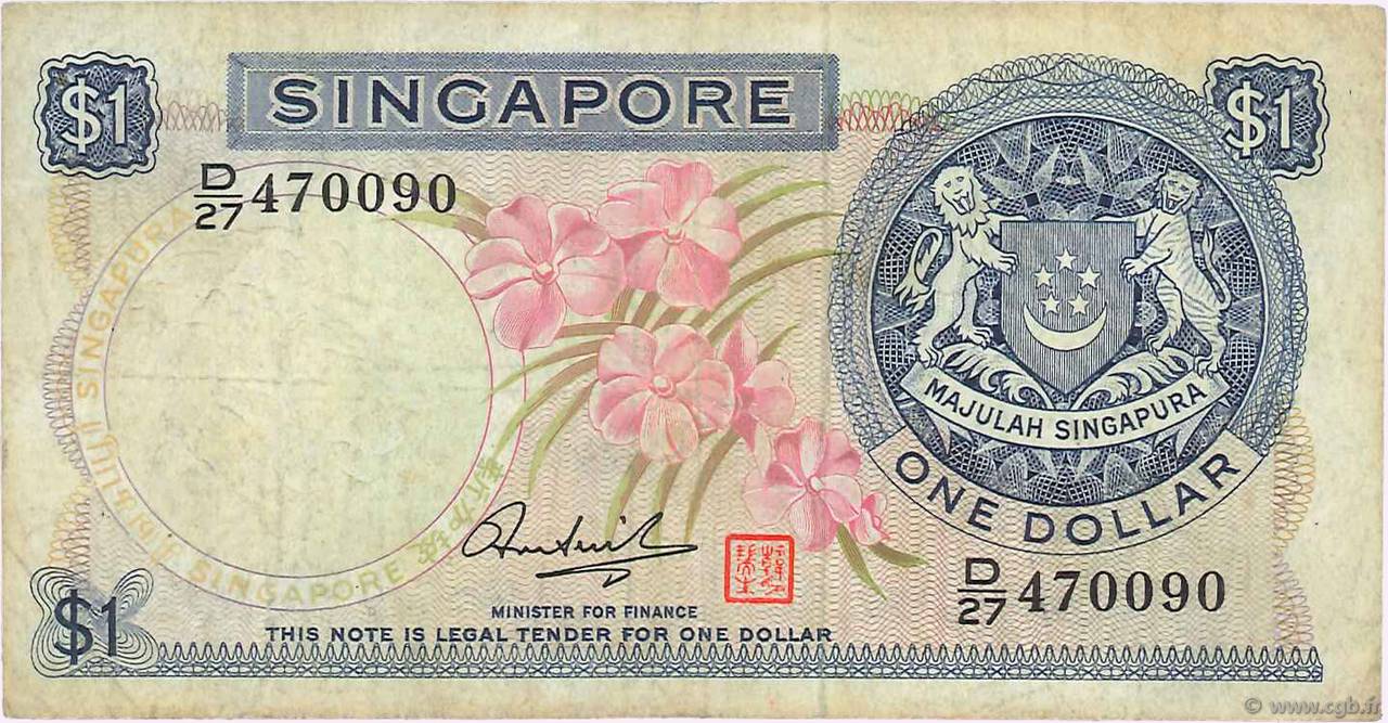 1 Dollar SINGAPORE  1972 P.01d B