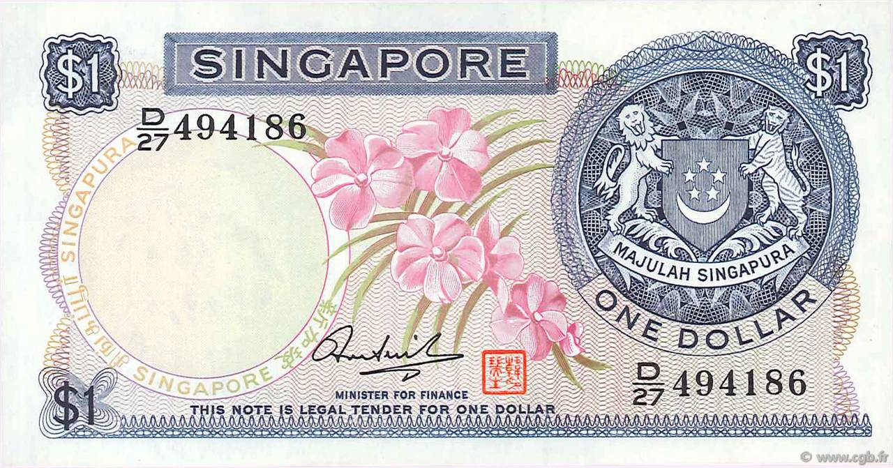 1 Dollar SINGAPUR  1972 P.01d EBC