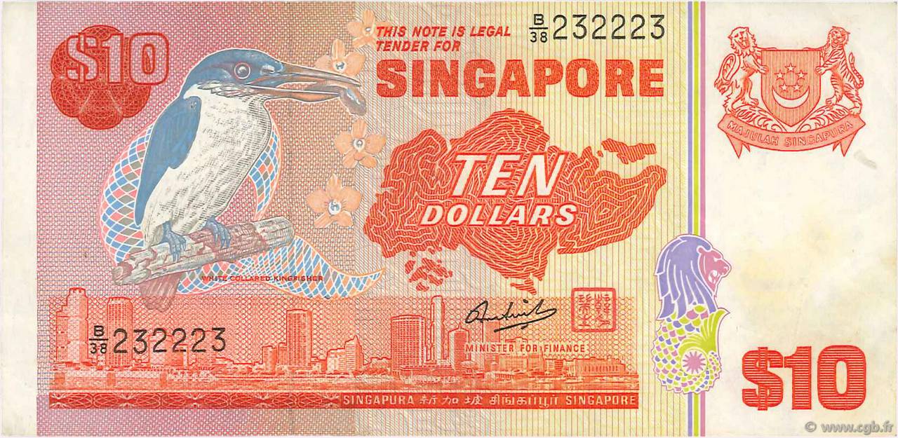 10 Dollars SINGAPORE  1980 P.11b VF