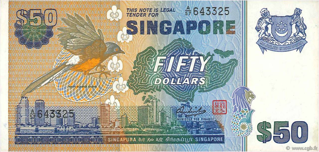 50 Dollars SINGAPORE  1976 P.13a BB