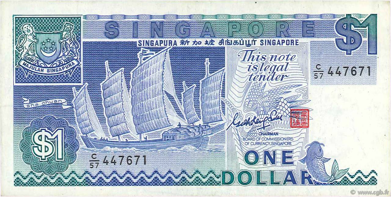 1 Dollar SINGAPUR  1987 P.18a MBC