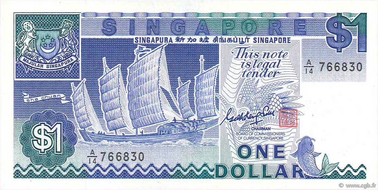 1 Dollar SINGAPUR  1987 P.18a EBC