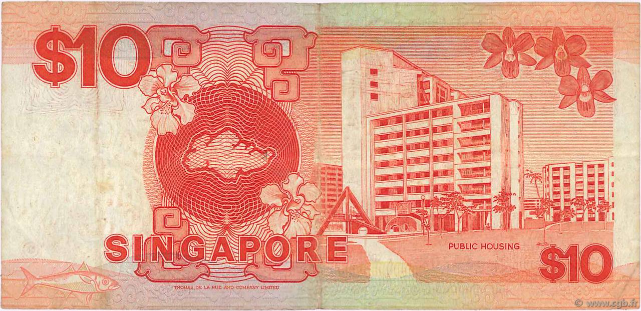 10 Dollars SINGAPORE 1988 P.20 b71_0603 Banknotes