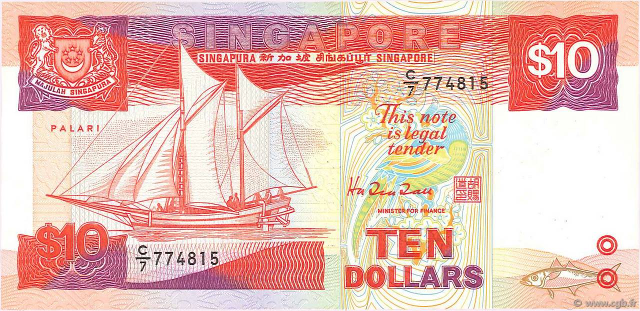 10 Dollars SINGAPORE  1988 P.20 UNC