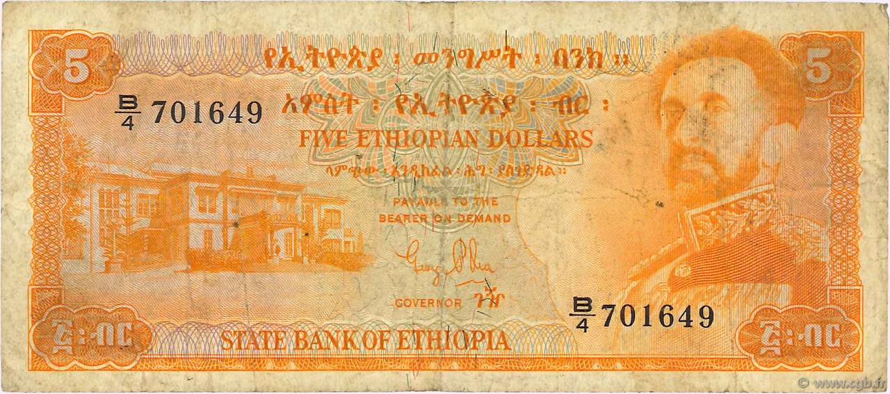 5 Dollars ETIOPIA  1961 P.19a RC+