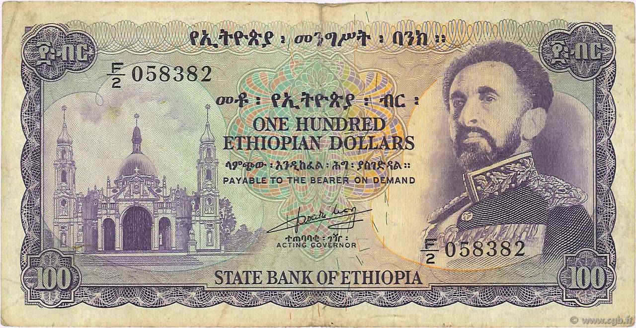 100 Dollars ETIOPIA  1961 P.23b q.MB