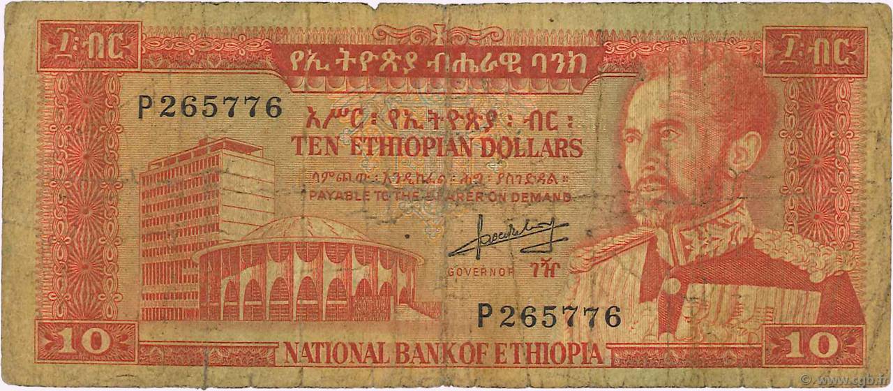 10 Dollars ÉTHIOPIE  1966 P.27a B