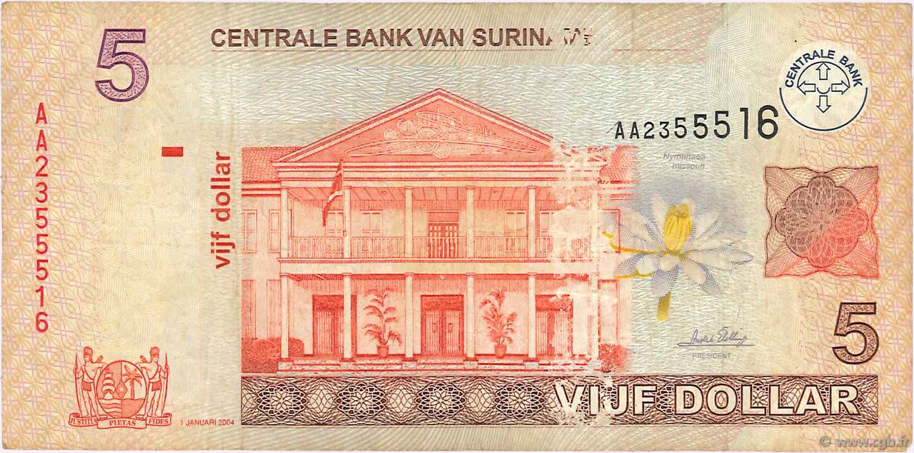 5 dollars SURINAM  2004 P.157a RC