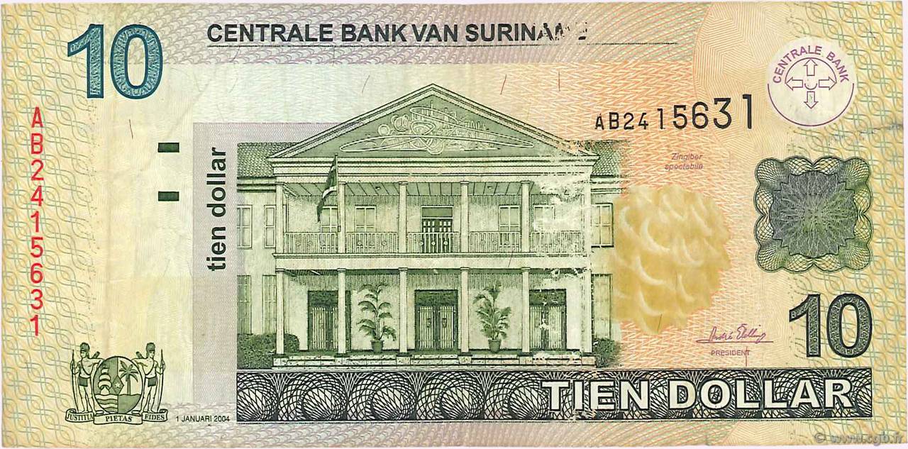 10 dollars SURINAM  2004 P.158 F
