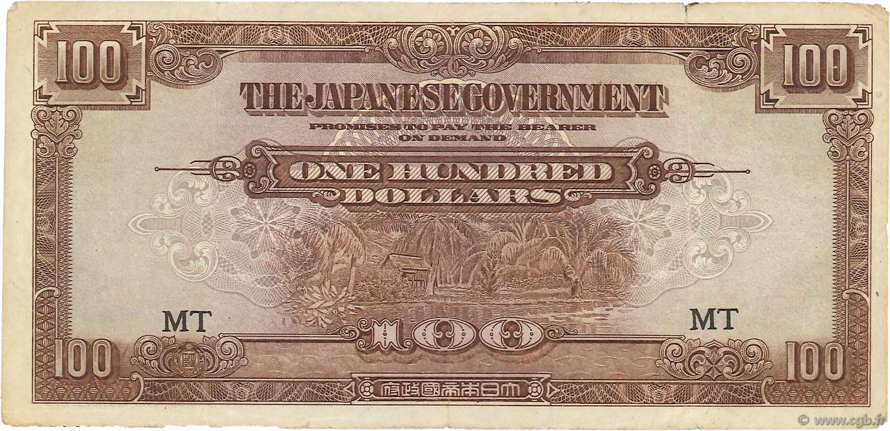 100 Dollars MALAYA  1944 P.M08a BC