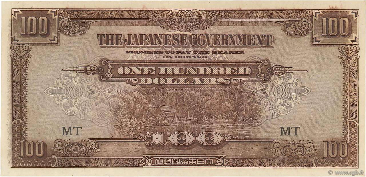 100 Dollars MALAYA  1944 P.M08a fST+